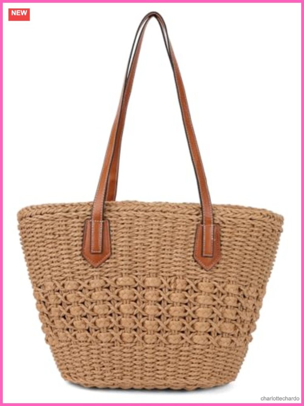 Women's Straw Shoulder Bag Large Rattan Woven Totes Summer Travel Beach Handbag